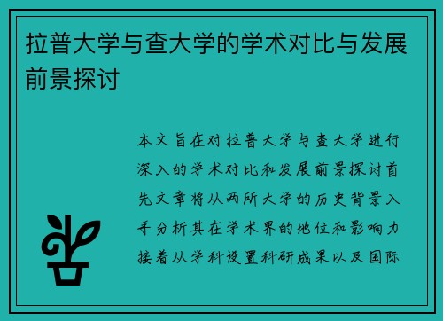 拉普大学与查大学的学术对比与发展前景探讨